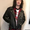 Close-Up of Series Stranger Things Eddie Munson Black Biker Leather Jacket