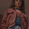Close Up of Stranger Things S05 Nancy Wheeler Brown Corduroy Jacket