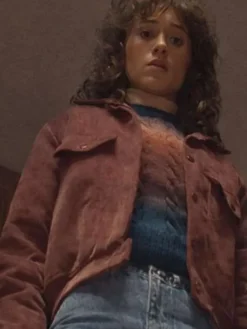 Close Up of Stranger Things S05 Nancy Wheeler Brown Corduroy Jacket