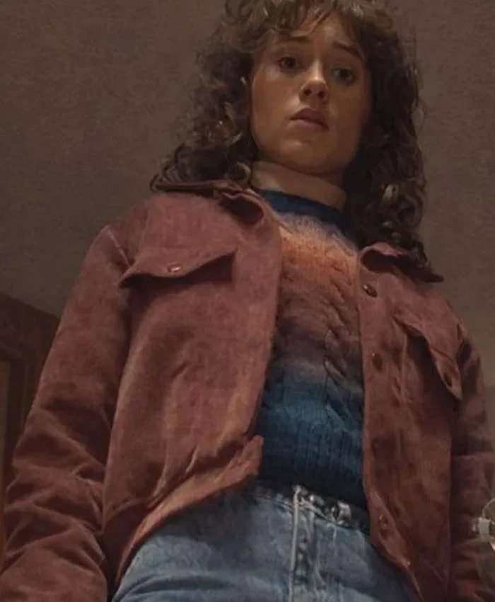 Close Up of Stranger Things S05 Nancy Wheeler Brown Corduroy Jacket