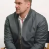 Close-Up of Stranger Things Season 04 David Harbour Grey Bomber Jacket