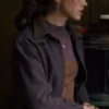 Close-Up of TV-Series Stranger Things S01 Nancy Wheeler Purple Cropped Jacket