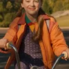 Close Up of TV-Series Stranger Things S05 Tinsley Price Orange Bomber Jacket
