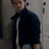 Close Up of TV-Series Stranger Things Steve Harrington Black Cotton Jacket