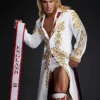 Close-Up of WWE Tristan Angels White And Gold Embellished Wrestling Coat