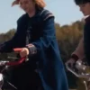 Close up Maya Hawke TV-Series Stranger Things Robin Buckley Blue Wool Coat