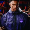 Close-up of Alejandro Balde Nike FC Barcelona x Kobe Bryant 26-27 Away Purple Snakeskin Anthem Jacket