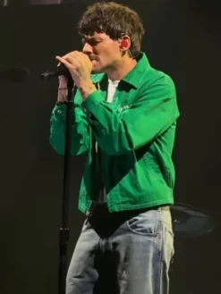 Close-up of Human Made Green Cotton-Twill Jacket in durable green cotton fabric