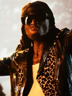 Close-up of Milan 2026 Playboi Carti Leopard Print Jacket with YKK zipper cuffs