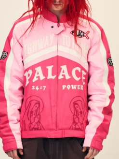Close-up of Palace Skateboards Highway to Heaven Fall 2026 Pink Jacket