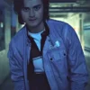 Close up of Series Stranger Things Season 04 Steve Harrington Grey Jacket