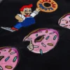 Close-up of The Simpsons x Shoe Palace Black Cotton Bomber Jacket collar and cuffs