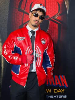 Cristian Andres Spider-Man Brand New Day 2026 Red and Blue Leather Jacket front view