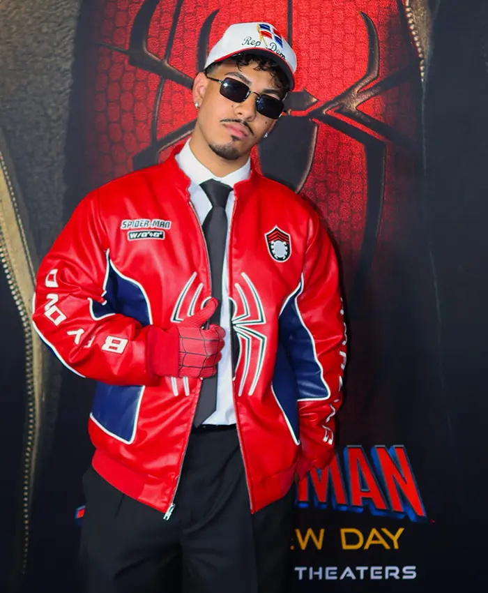 Cristian Andres Spider-Man Brand New Day 2026 Red and Blue Leather Jacket front view