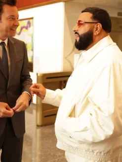 DJ Khaled The Tonight Show Satin White Jacket Side View