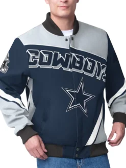 Dallas Cowboys G-III Sports Navy Full-Snap Racing Jacket