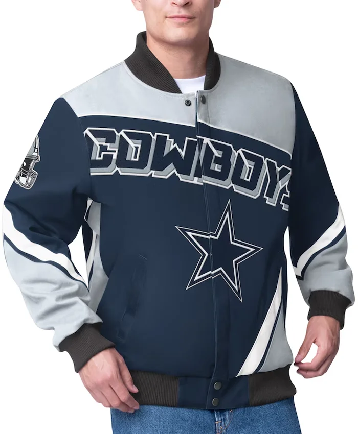 Dallas Cowboys G-III Sports Navy Full-Snap Racing Jacket