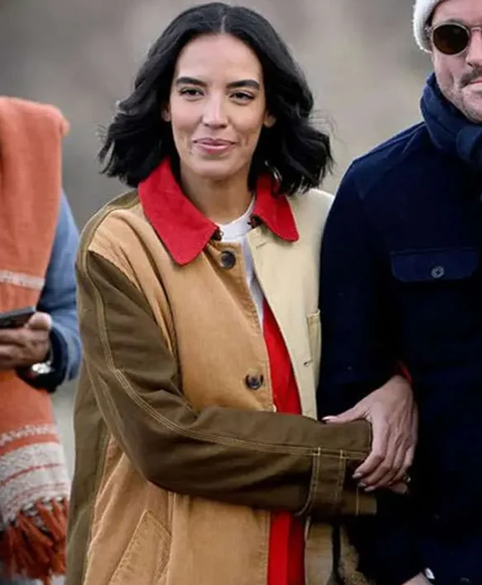 Danielle Olivera Colorblock Cotton Coat with buttoned front and classic collar