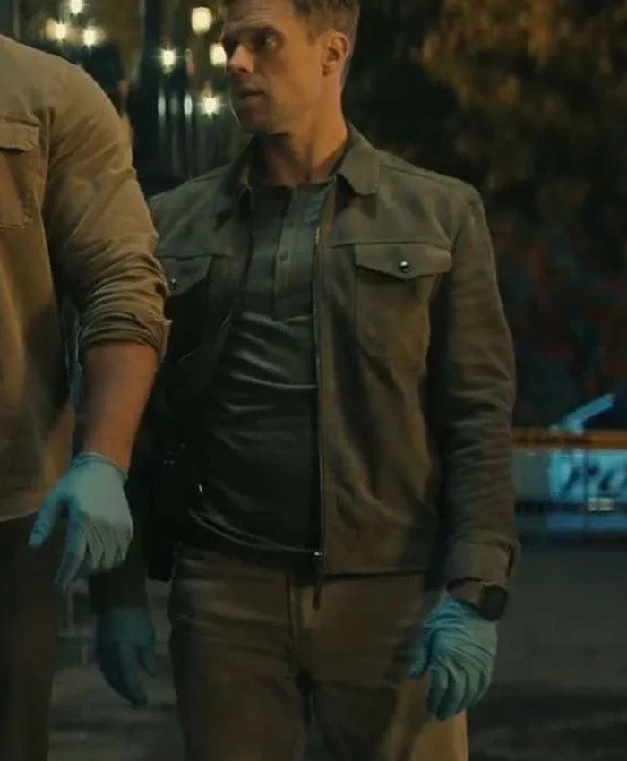 David O’Donnell Reacher S02 Grey Jacket Side View