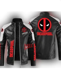 DeadPool Black White Genuine CowHide Leather Jacket