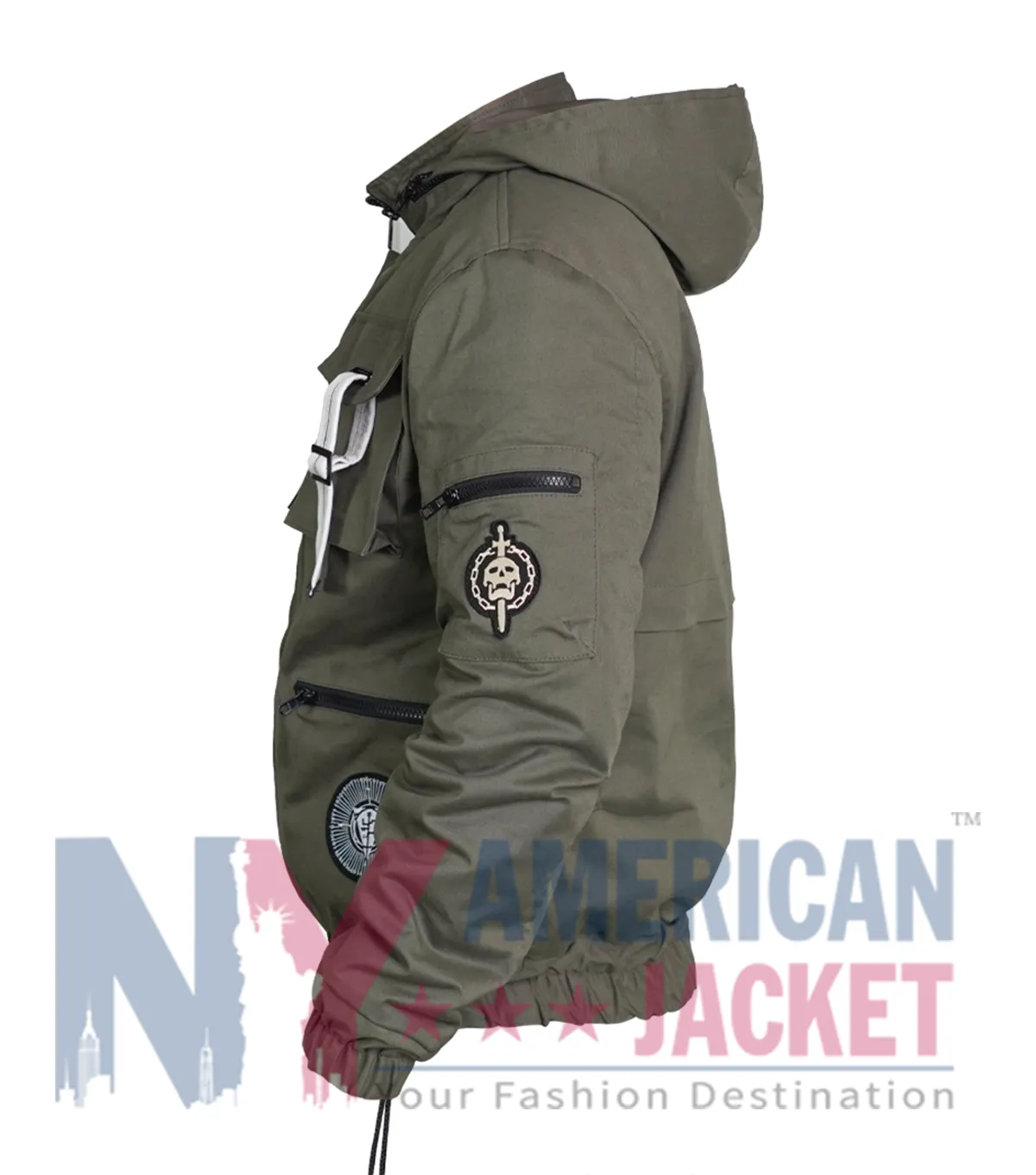 Destiny 2 Vow of The Disciple Green Jacket featuring button and zip closure with multiple pockets