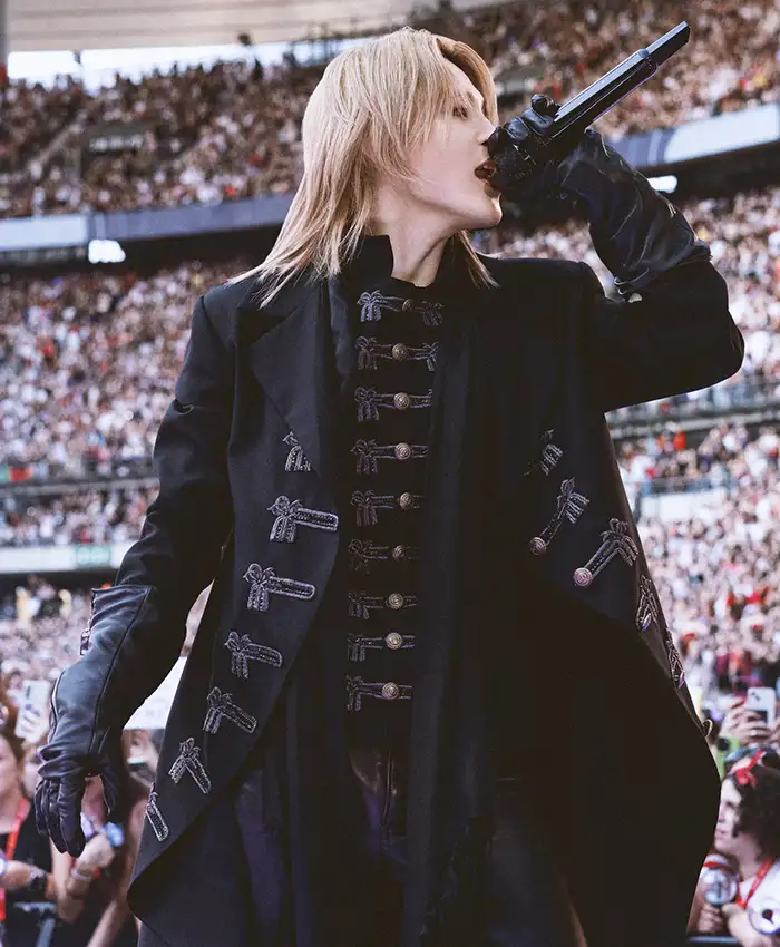 Dior Jimin Arirang Paris Tour Black Wool Coat Front View