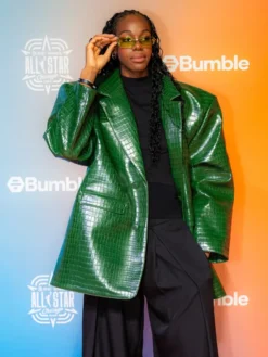 Dominique-Malonga-2026-WNBA-All-Star-Weekend-Green-Leather-Blazer