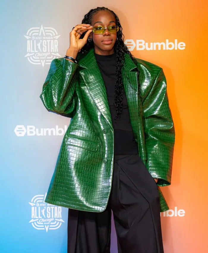 Dominique-Malonga-2026-WNBA-All-Star-Weekend-Green-Leather-Blazer