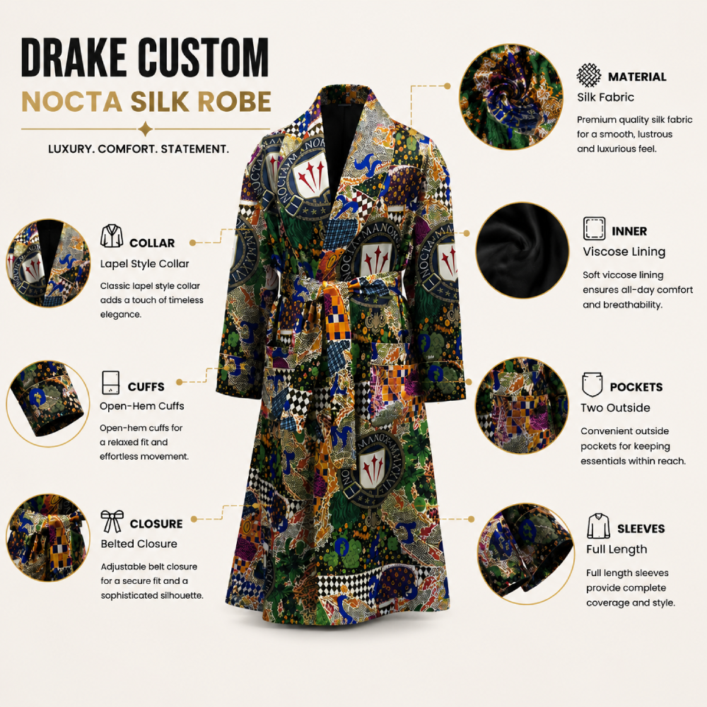 Drake Custom Nocta Silk Robe Infographic