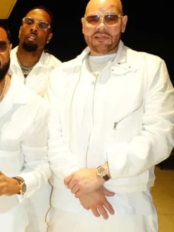Fat Joe Michael Rubin White Party 2026 White Biker Jacket