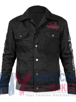 Gaming-inspired Five Nights At Freddy’s Security Breach Black Denim Jacket full sleeve design