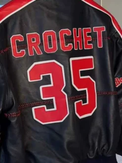 Garrett Crochet Red Sox Black Leather Bomber Jacket