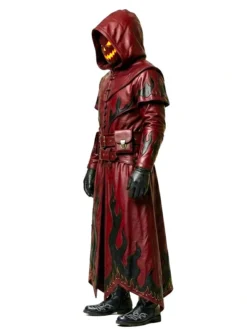 Gothic Cosplay Red Leather Halloween Duster Coat