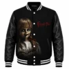 Halloween Annabelle Black Varsity Jacket Front View
