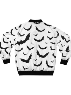 Halloween Bats White Bomber Jacket