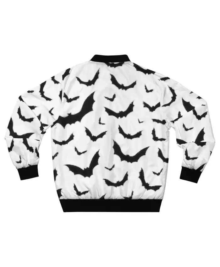Halloween Bats White Bomber Jacket