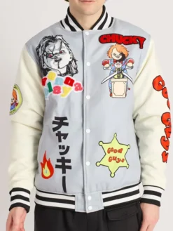 Halloween Chucky Blue And White Bomber Jacket