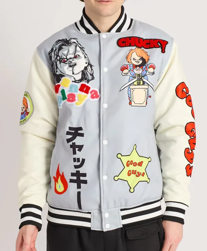 Halloween Chucky Blue And White Bomber Jacket