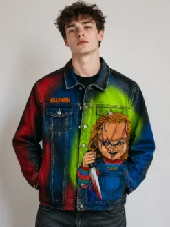 Chucky Hand Painted Horror Style Denim Jacket Sale