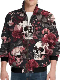 Halloween Floral Skull Golf Windbreaker Light Jacket