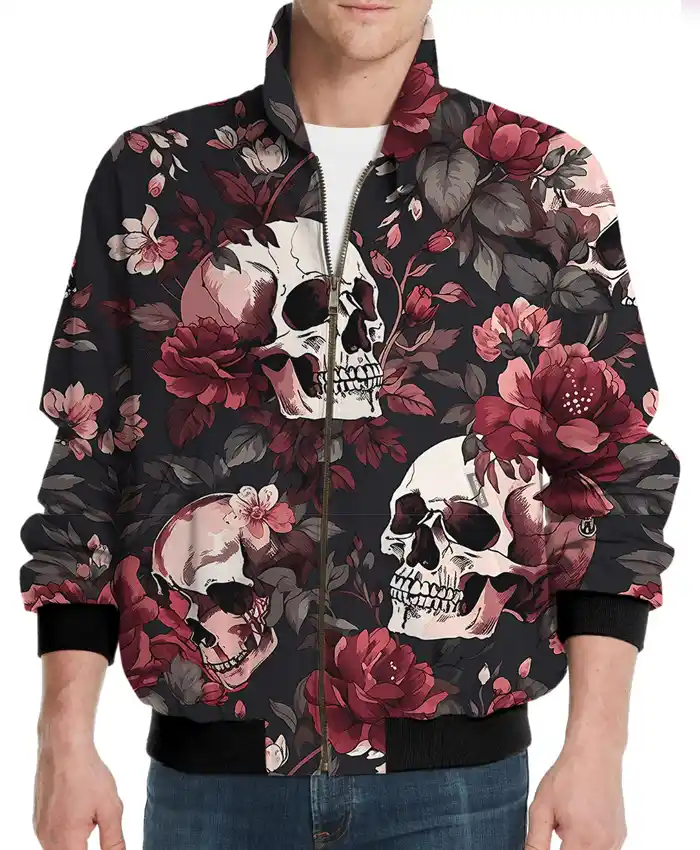 Halloween Floral Skull Golf Windbreaker Light Jacket