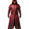 Halloween Gothic Cosplay Red Leather Duster Coat