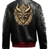 Halloween Gothic Devil Black Bomber Leather Jacket