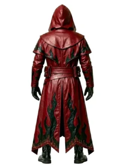 Halloween Gothic Red Leather Duster Cosplay Coat