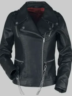 Hellfire Club TV-Series Stranger Things Black Leather Jacket front view