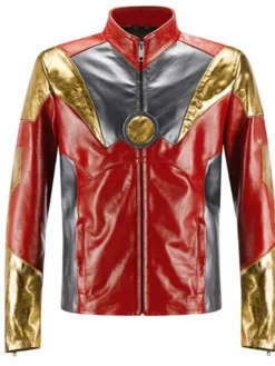 Iron Man Red Golden Genuine CowHide Leather Jacket
