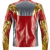 Iron Man Red Golden Genuine CowHide Leather Jacket Back View