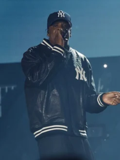 JAŸ-Z 30 New York Yankee Stadium Black Leather Jacket
