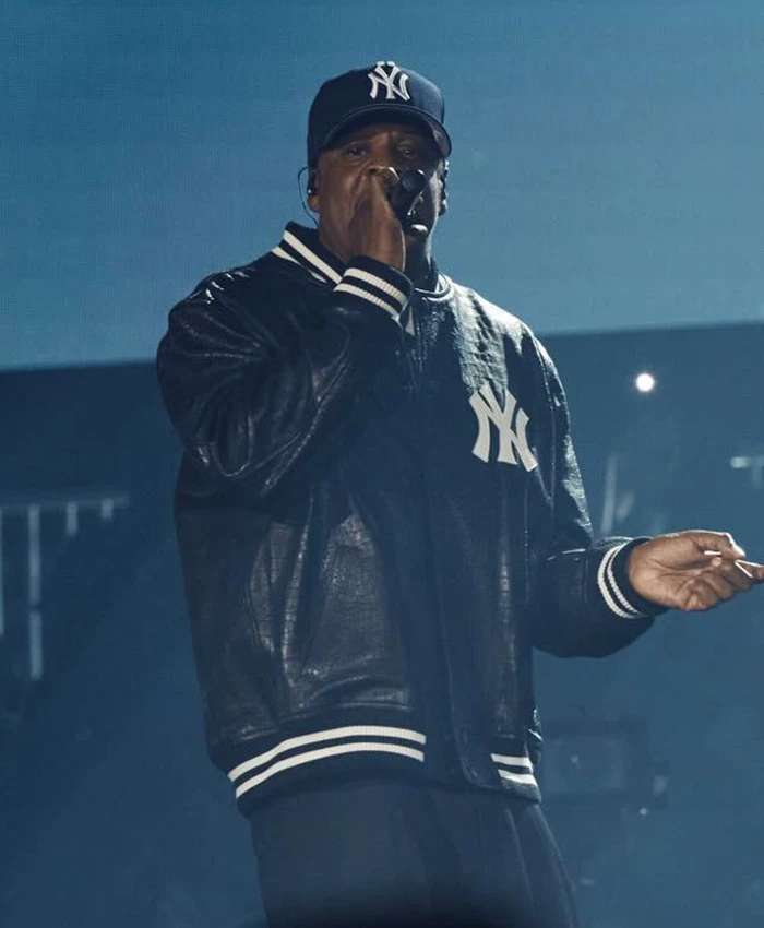 JAŸ-Z 30 Yankee Stadium New York Black Leather Jacket
