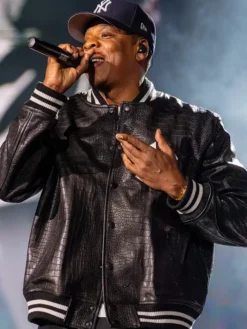 JAŸ-Z 30 Yankee Stadium New York Leather Black Jacket
